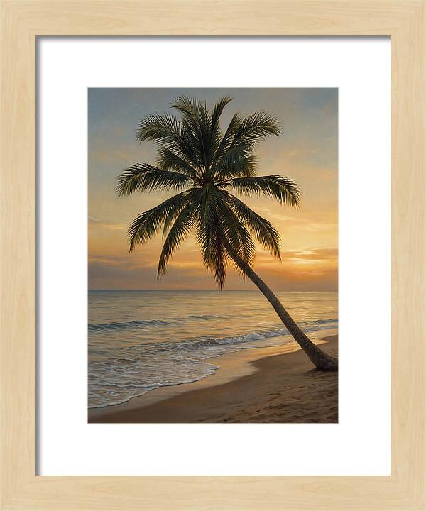 Sunset Serenity With Palm Tree