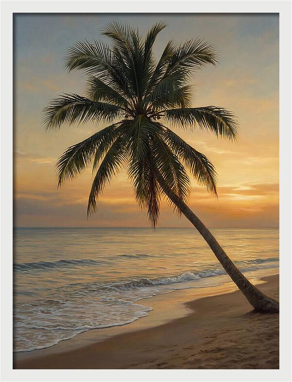 Sunset Serenity With Palm Tree