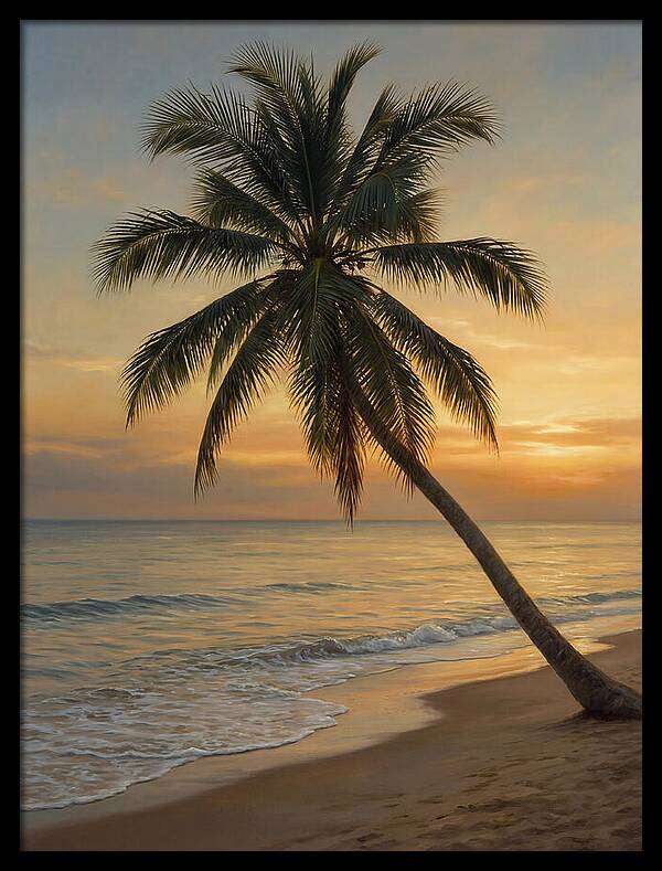 Sunset Serenity With Palm Tree