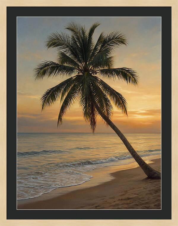 Sunset Serenity With Palm Tree