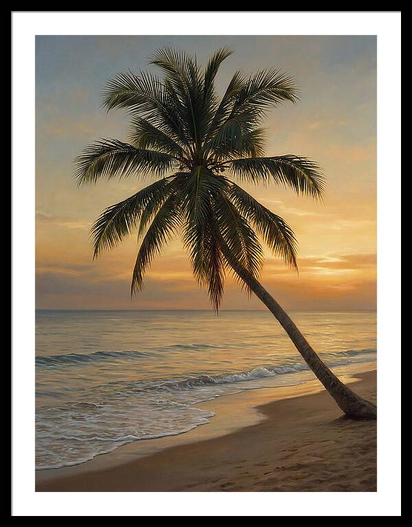 Sunset Serenity With Palm Tree