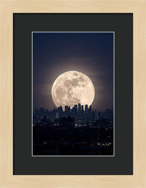 Supermoon Over City Skyline