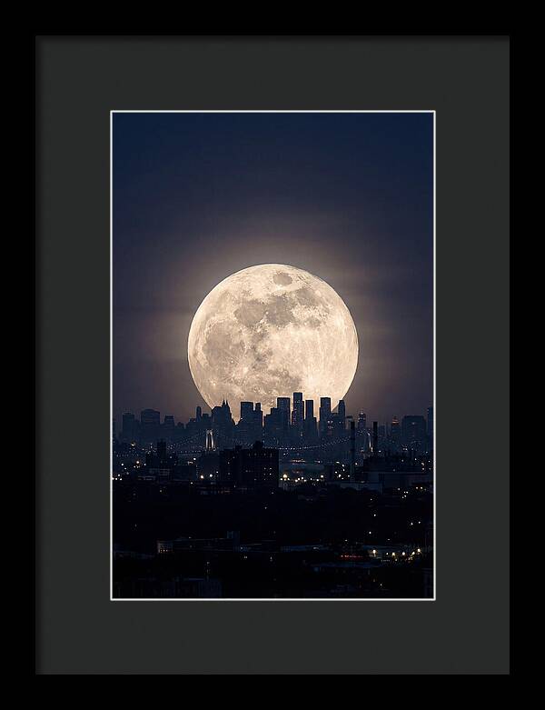 Supermoon Over City Skyline