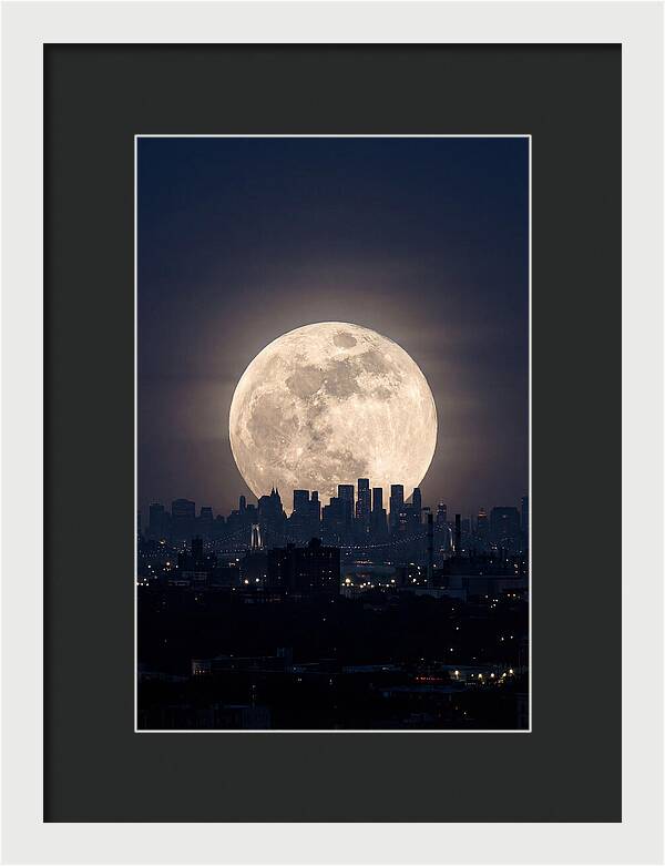 Supermoon Over City Skyline
