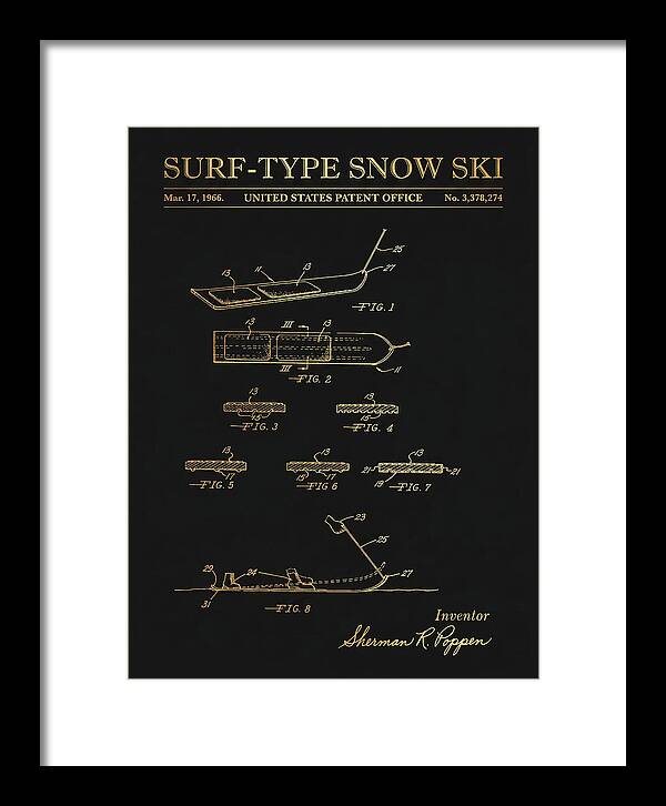 Surf Type Snow Ski Snurfer Gold Patent Us3378274a