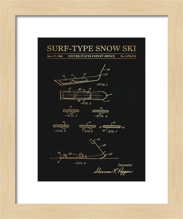 Surf Type Snow Ski Snurfer Gold Patent Us3378274a