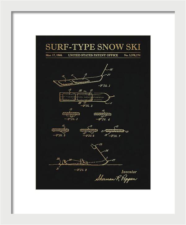Surf Type Snow Ski Snurfer Gold Patent Us3378274a