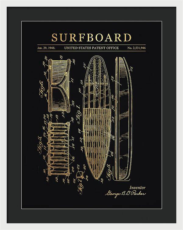 Surfboard Gold Patent Us2531946a