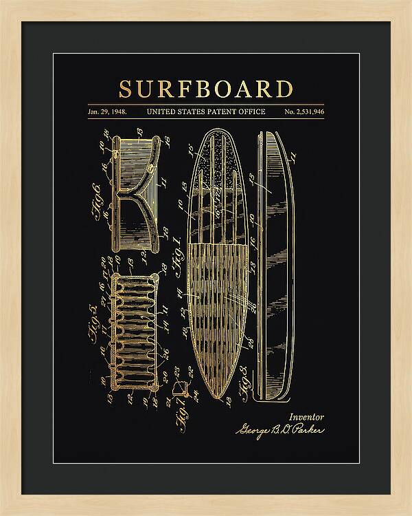 Surfboard Gold Patent Us2531946a