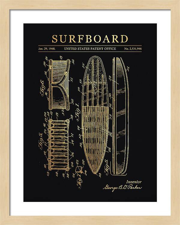 Surfboard Gold Patent Us2531946a