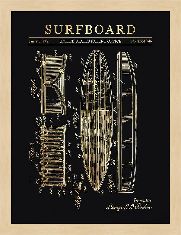 Surfboard Gold Patent Us2531946a