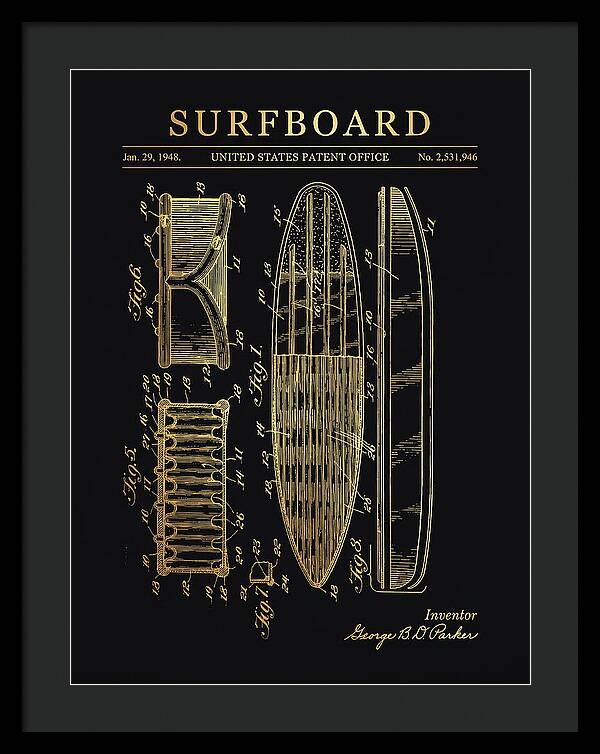 Surfboard Gold Patent Us2531946a