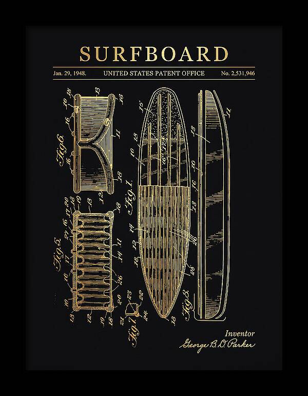 Surfboard Gold Patent Us2531946a