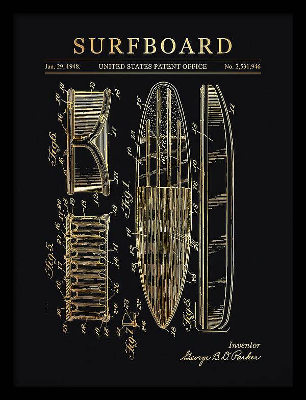 Surfboard Gold Patent Us2531946a