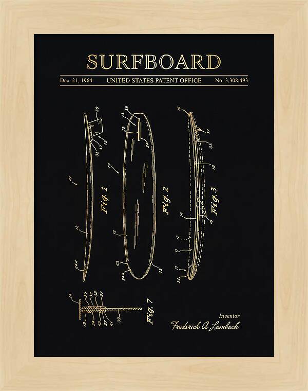 Surfboard Gold Patent Us3308493a