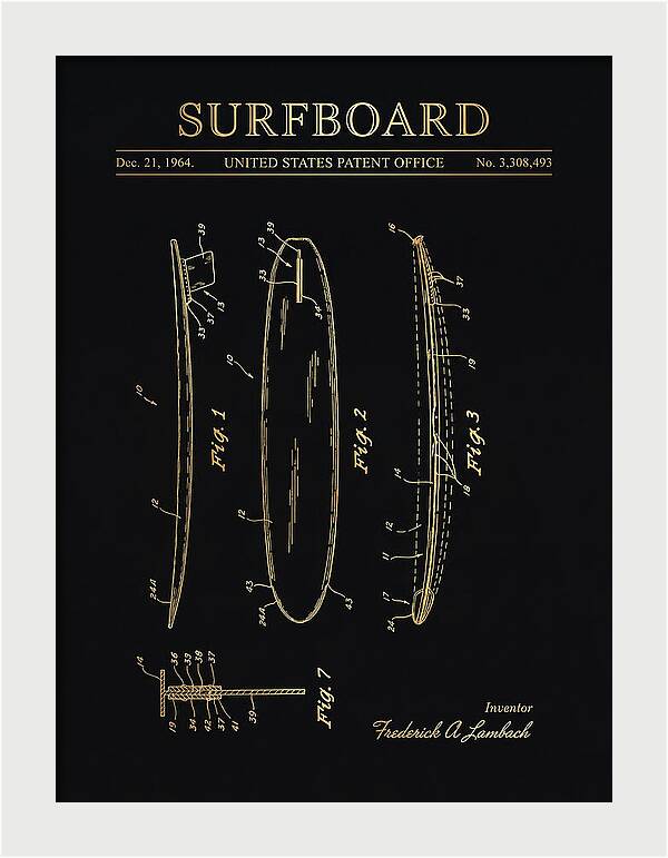 Surfboard Gold Patent Us3308493a