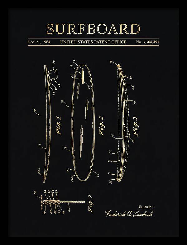 Surfboard Gold Patent Us3308493a