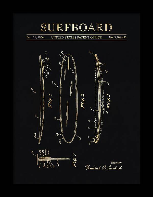 Surfboard Gold Patent Us3308493a
