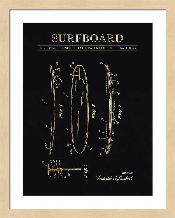 Surfboard Gold Patent Us3308493a