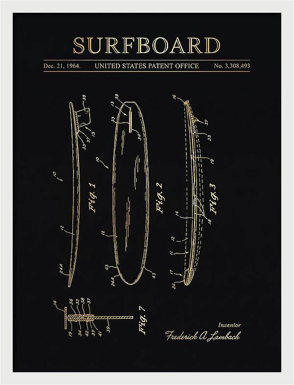 Surfboard Gold Patent Us3308493a