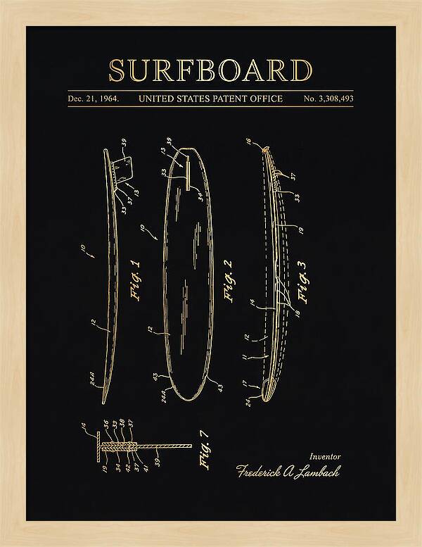 Surfboard Gold Patent Us3308493a