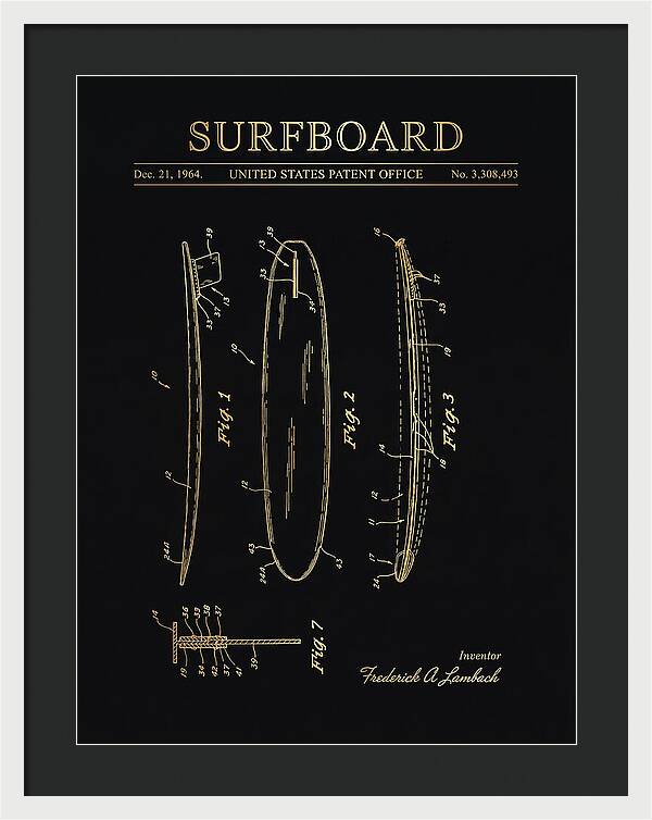 Surfboard Gold Patent Us3308493a