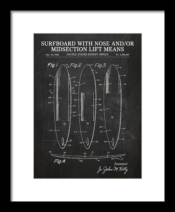 Surfboard With Nose And/or Midsection Lift Means Chalkboard Patent Us3289227a