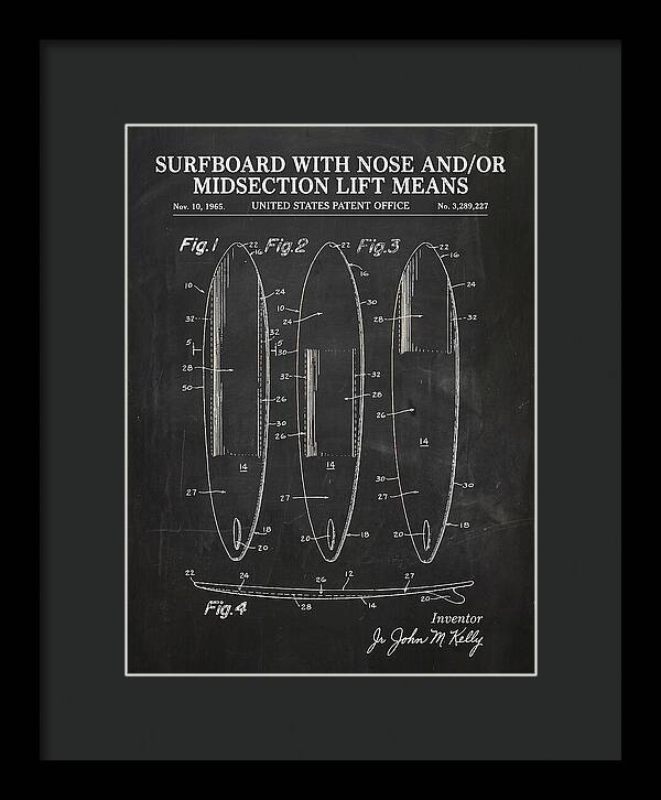 Surfboard With Nose And/or Midsection Lift Means Chalkboard Patent Us3289227a