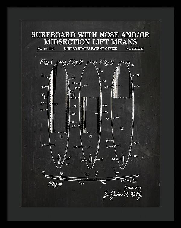 Surfboard With Nose And/or Midsection Lift Means Chalkboard Patent Us3289227a