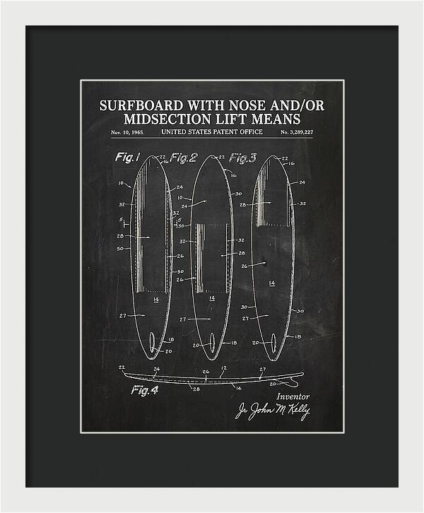 Surfboard With Nose And/or Midsection Lift Means Chalkboard Patent Us3289227a