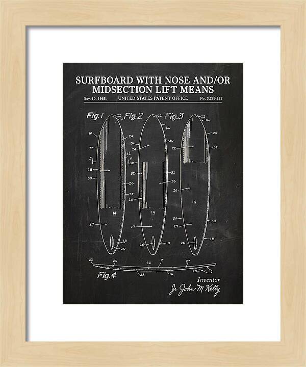 Surfboard With Nose And/or Midsection Lift Means Chalkboard Patent Us3289227a