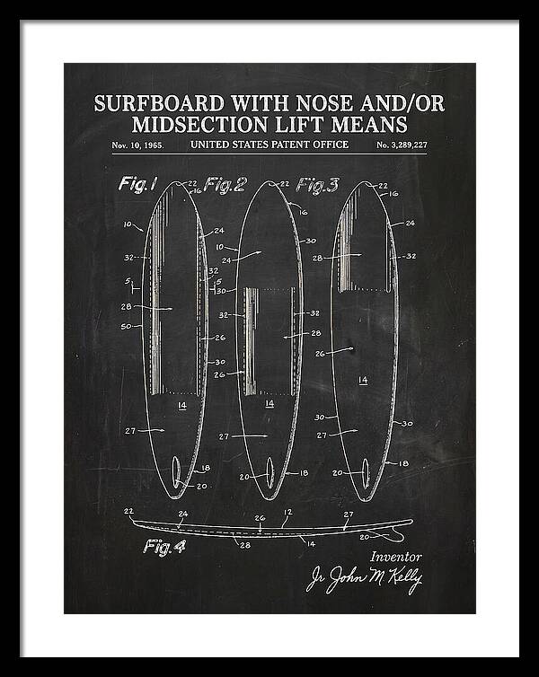 Surfboard With Nose And/or Midsection Lift Means Chalkboard Patent Us3289227a