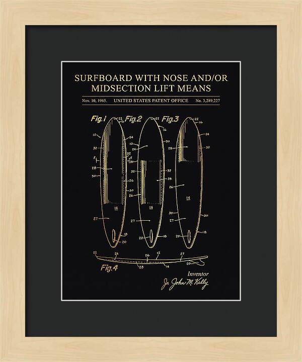 Surfboard With Nose And/or Midsection Lift Means Gold Patent Us3289227a