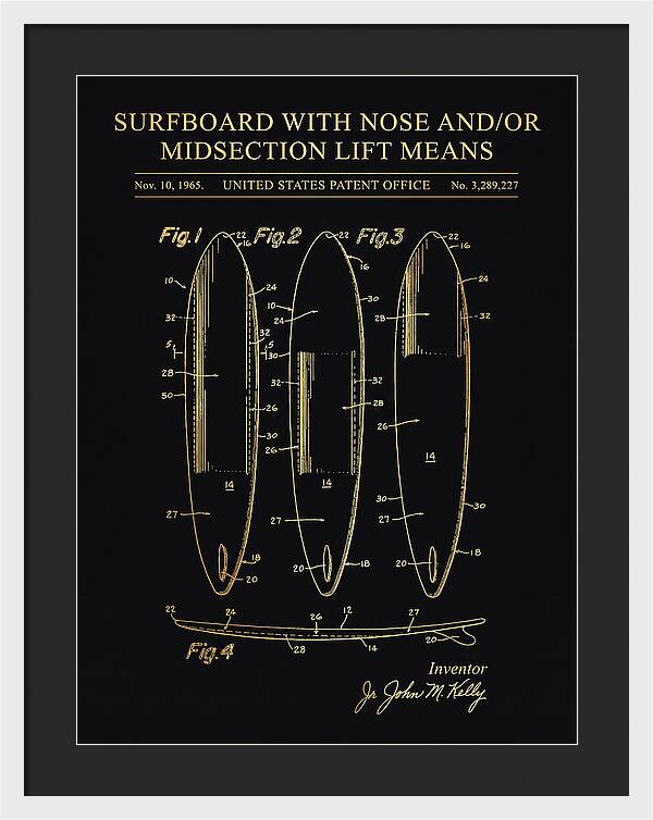 Surfboard With Nose And/or Midsection Lift Means Gold Patent Us3289227a