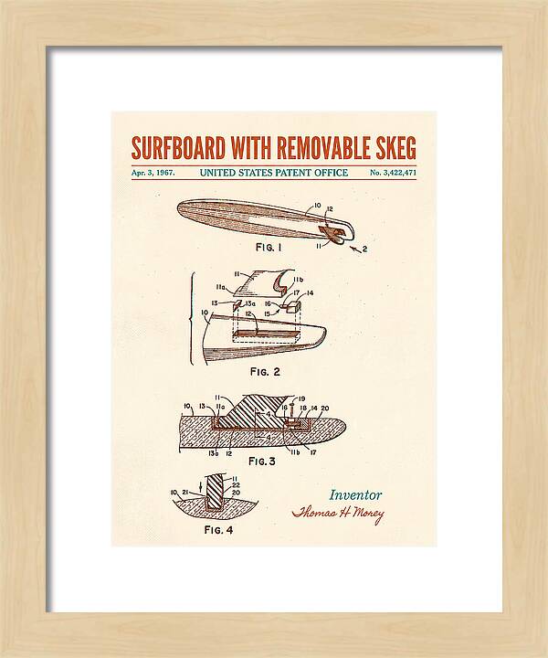 Surfboard With Removable Skeg Tom Morey Retro Patent Us3422471a