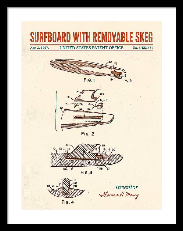 Surfboard With Removable Skeg Tom Morey Retro Patent Us3422471a
