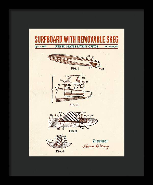 Surfboard With Removable Skeg Tom Morey Retro Patent Us3422471a