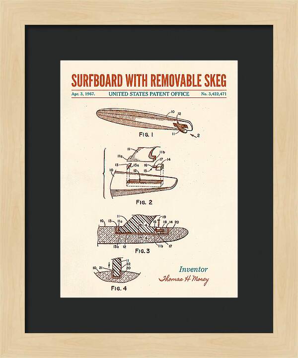 Surfboard With Removable Skeg Tom Morey Retro Patent Us3422471a