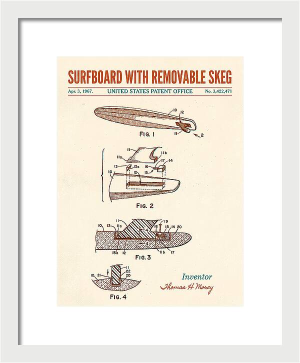 Surfboard With Removable Skeg Tom Morey Retro Patent Us3422471a