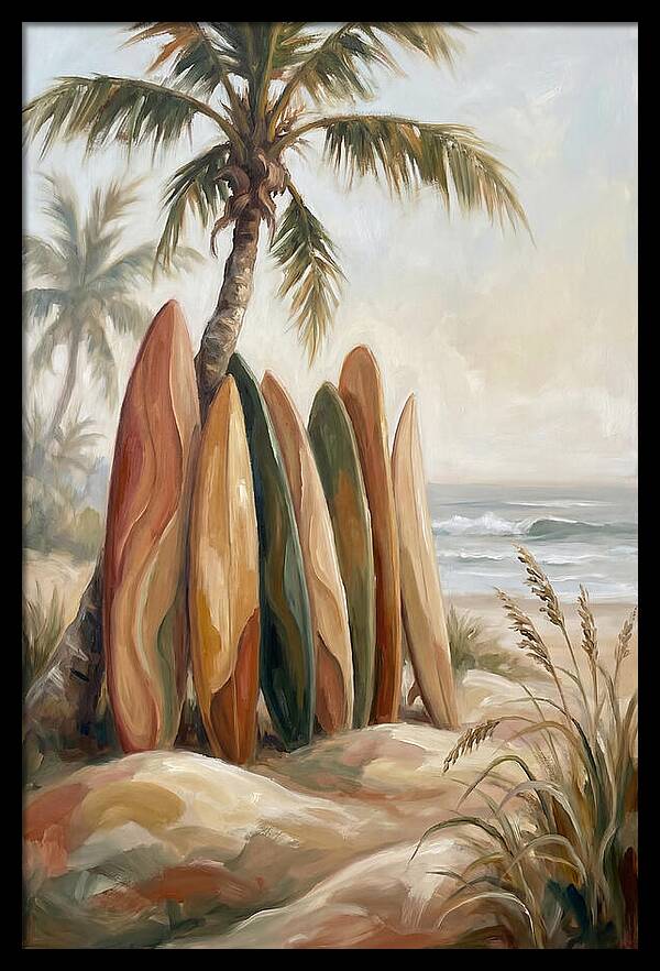 Surfboards Under Palm Trees