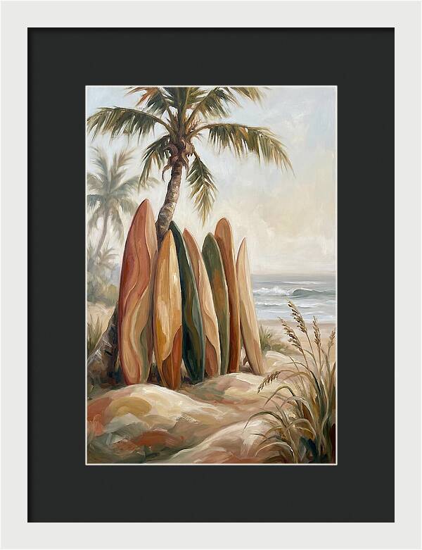 Surfboards Under Palm Trees