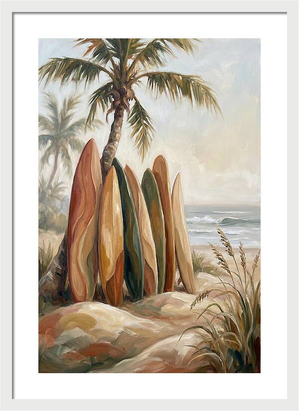 Surfboards Under Palm Trees