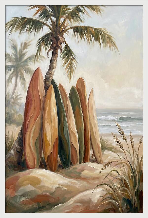 Surfboards Under Palm Trees
