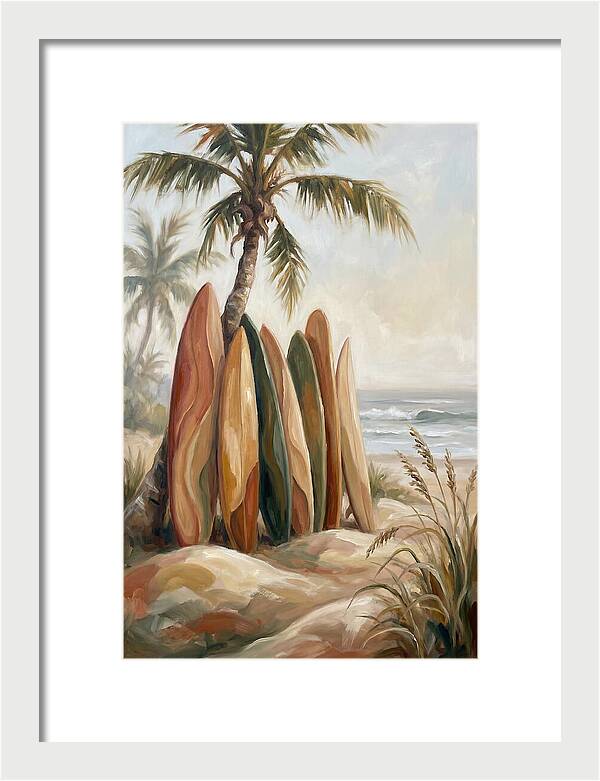 Surfboards Under Palm Trees