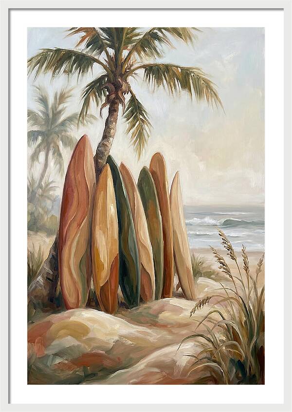 Surfboards Under Palm Trees