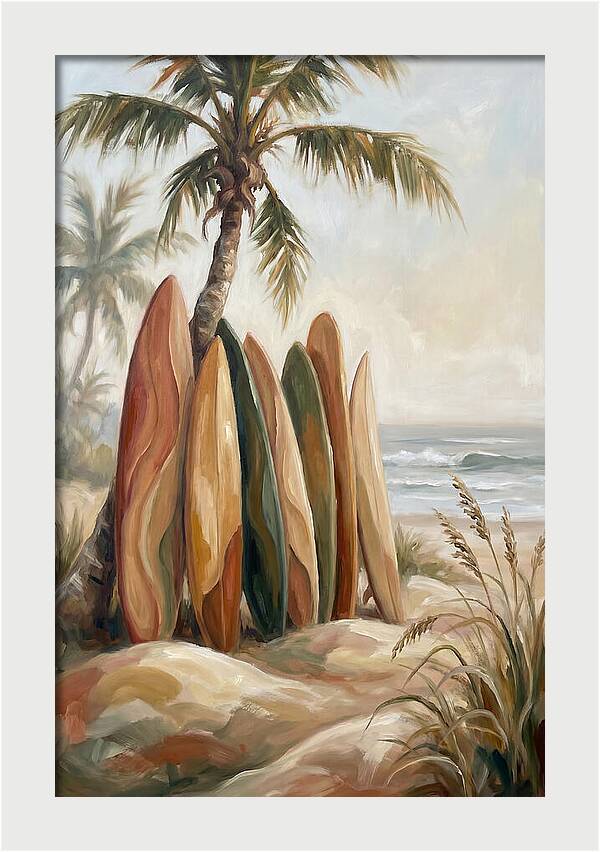 Surfboards Under Palm Trees