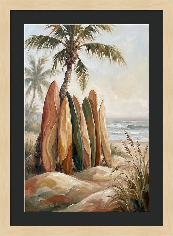 Surfboards Under Palm Trees
