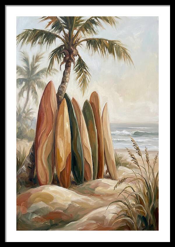 Surfboards Under Palm Trees