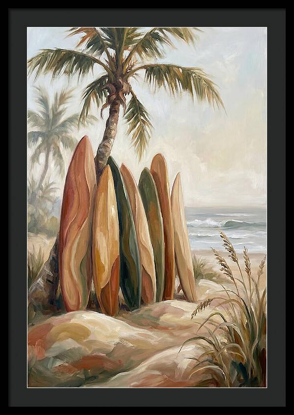 Surfboards Under Palm Trees