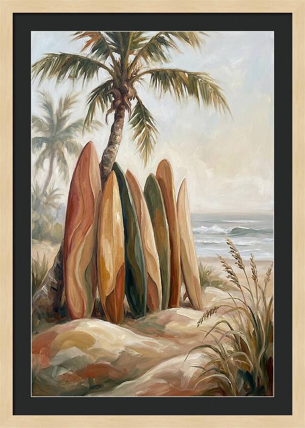 Surfboards Under Palm Trees